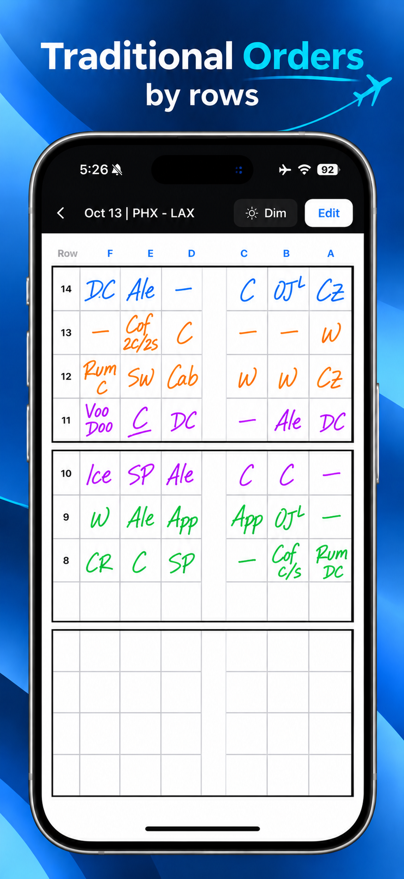 Drink Order Pad App Store screenshot: Traditional Orders