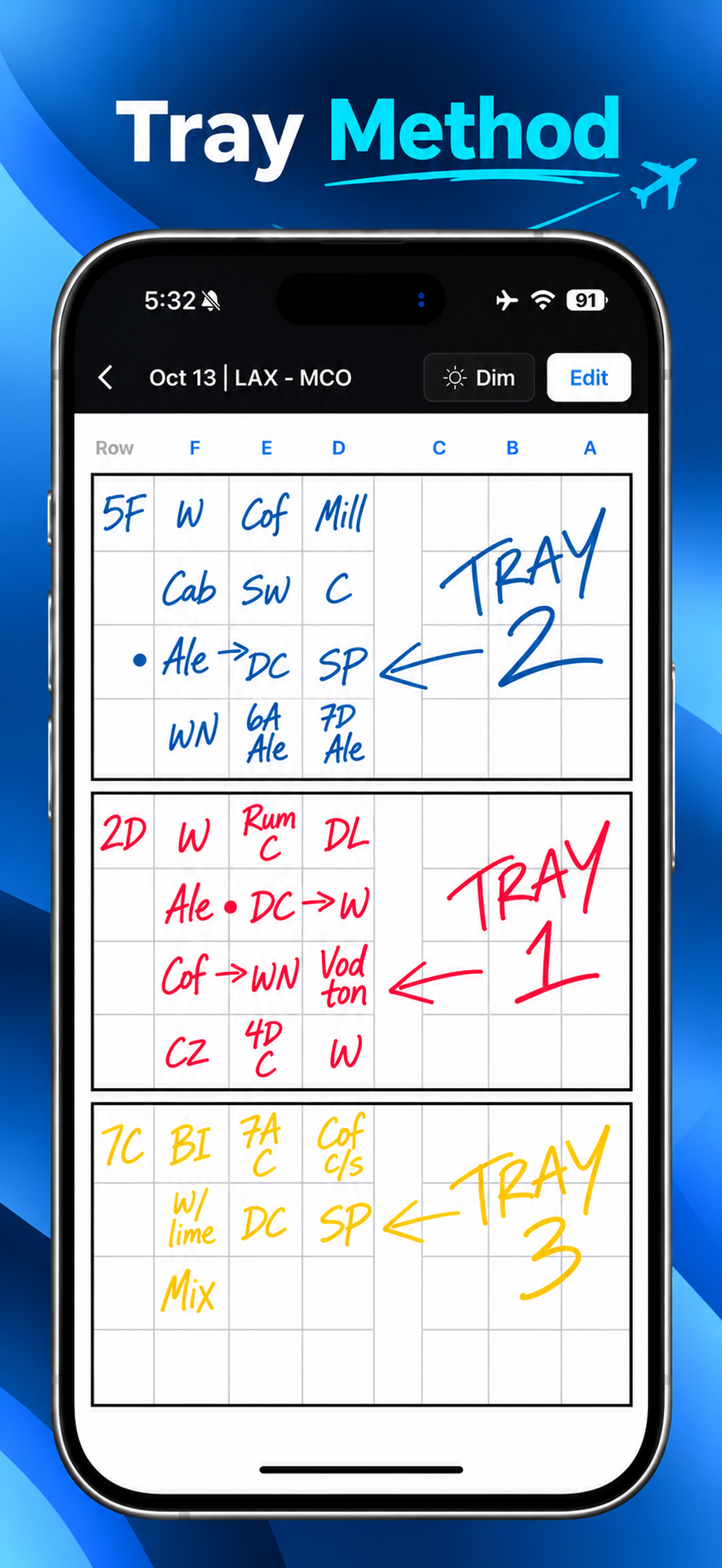 Drink Order Pad App Store screenshot: Tray Method