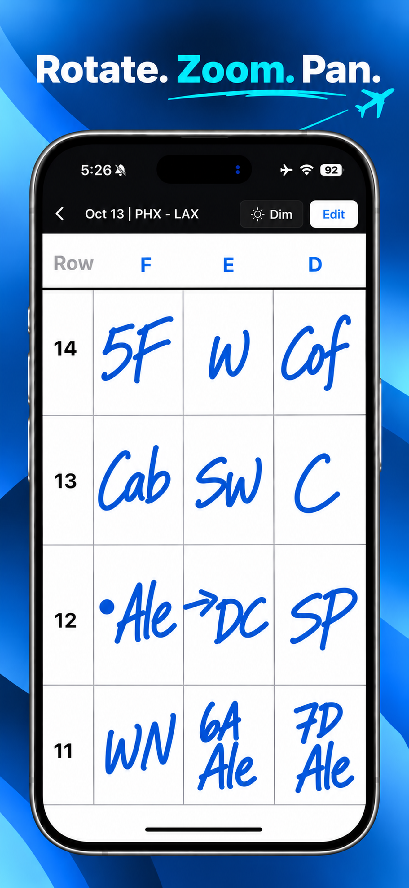 Drink Order Pad App Store screenshot: Rotate, Zoom & Pan